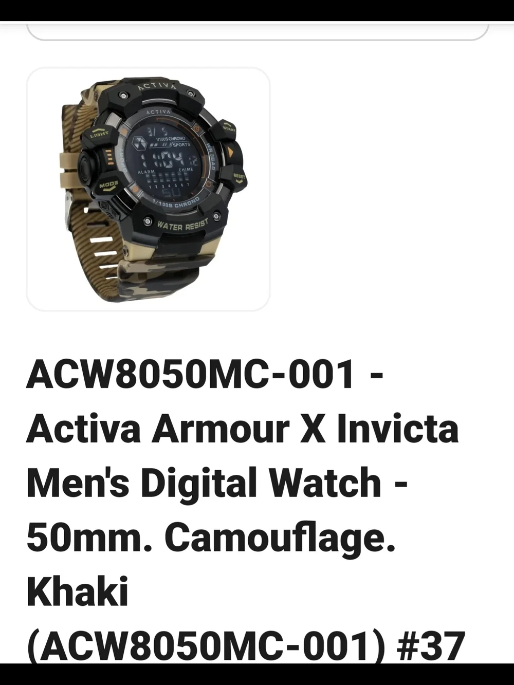 Invicta Men's Digital Camouflage Sport Watch - Black & Khaki